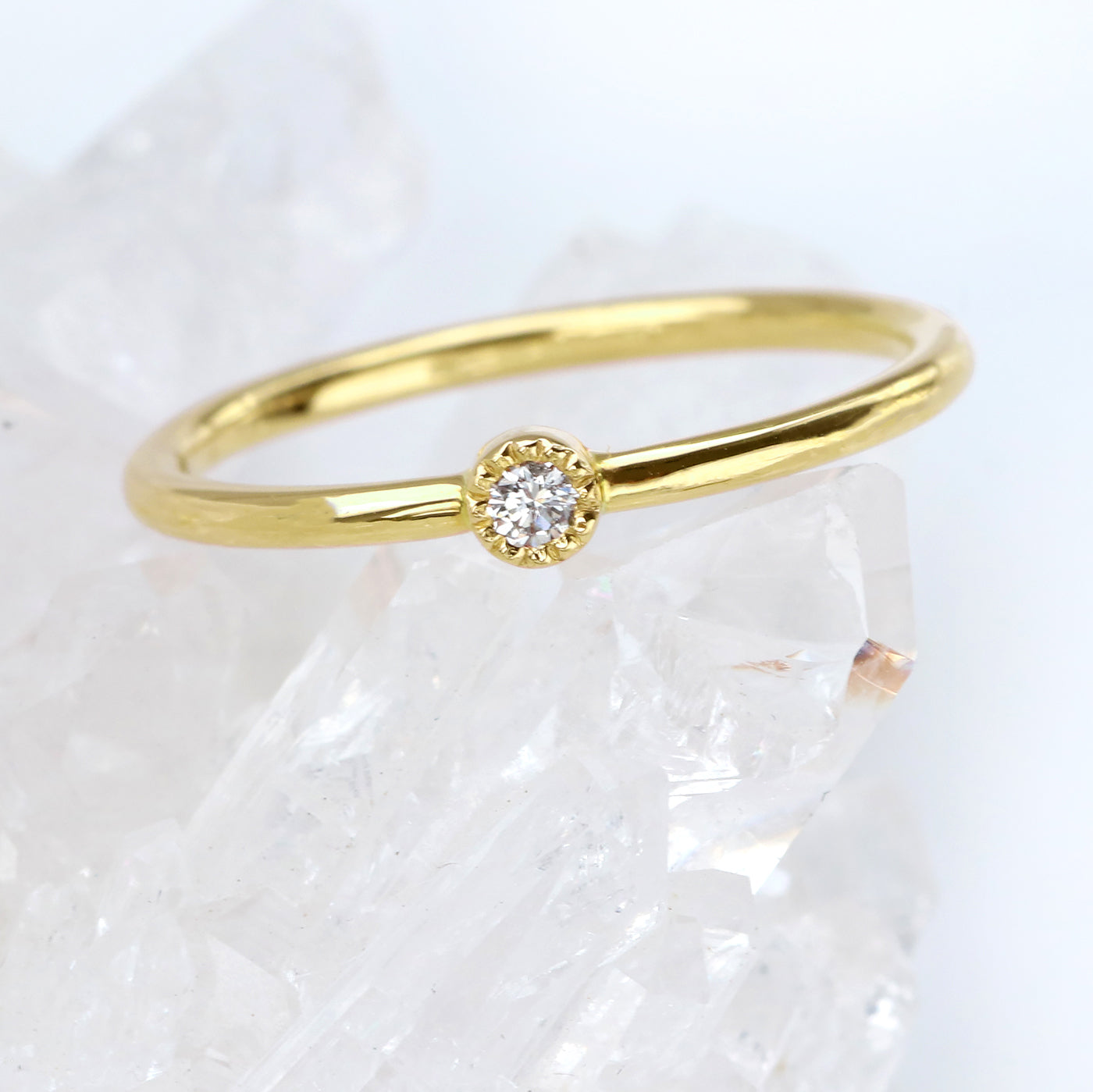 18ct Gold Milgrain Diamond Solitaire Ring