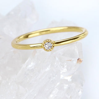 18ct Gold Milgrain Diamond Solitaire Ring