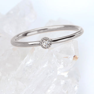 18ct Palladium White Gold Milgrain Diamond Solitaire Ring