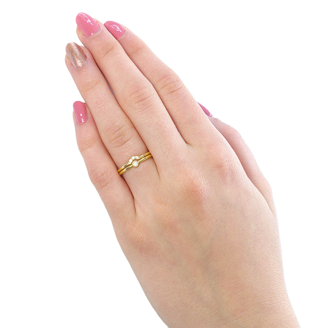 18ct Gold Diamond Milgrain Stacking Ring Set