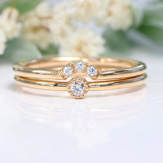 Petite 18ct Rose Gold Diamond Ring Set (Size K 1/2, Resize J 1/2 - L 1/2)