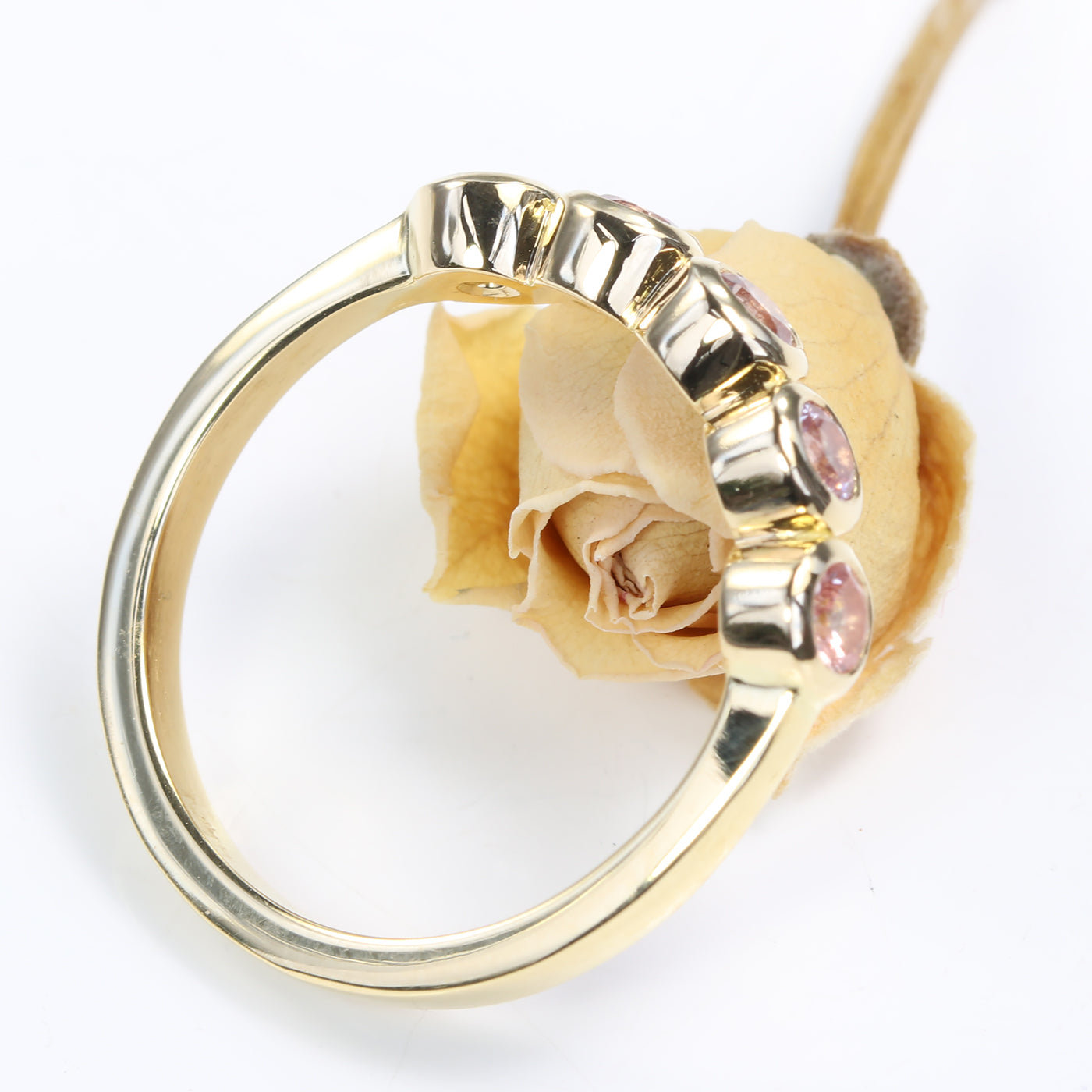 Bespoke Peach Sapphire Five Stone Ring