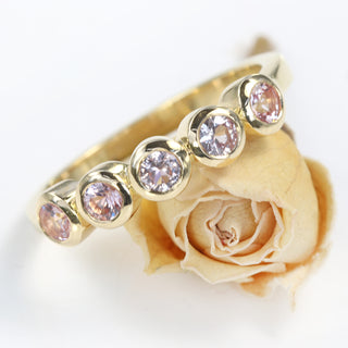 Custom Peach Sapphire Five Stone Ring