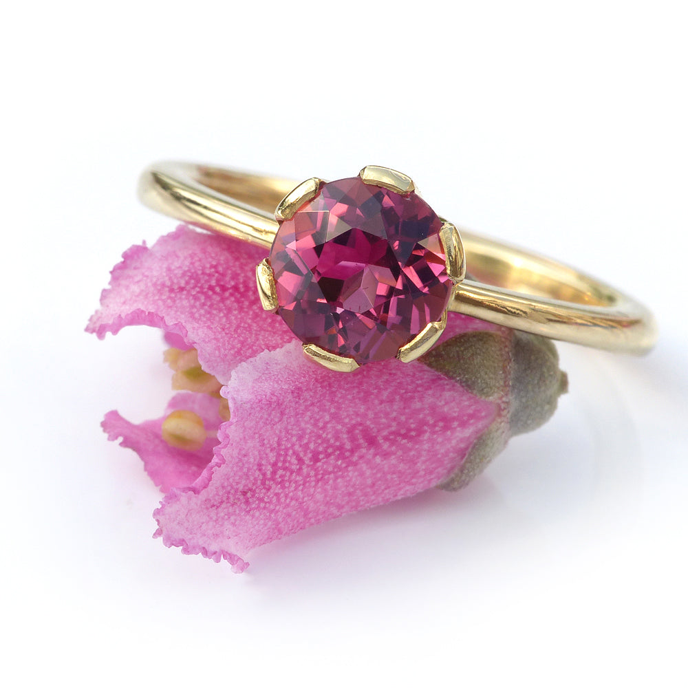 pink tourmaline flower ring