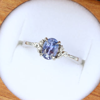 Custom Platinum Purple Sapphire & Diamond Cluster Engagement Ring
