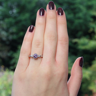 Platinum Purple Sapphire and Diamond Trilogy Engagement Ring