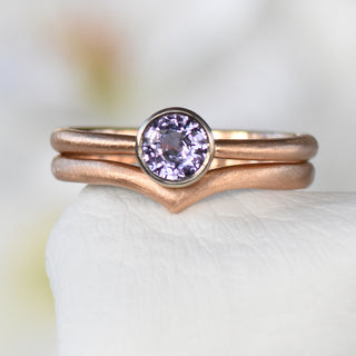 purple sapphire wishbone engagement ring set