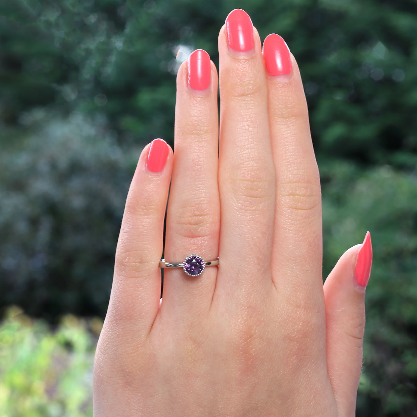 Purple Sapphire Ring in Platinum
