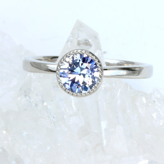 Platinum Lavender Purple Sapphire Solitaire Engagement Ring