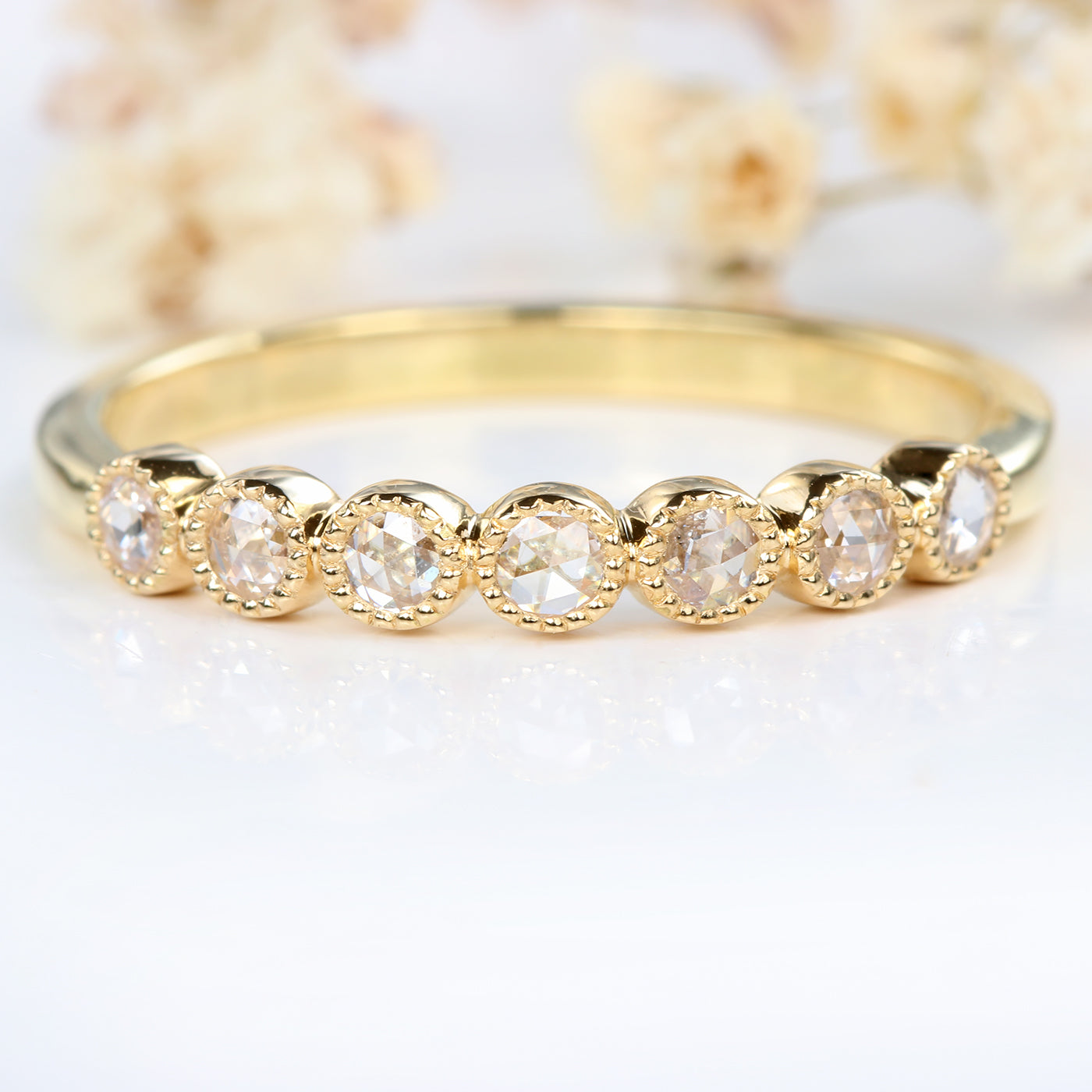 18ct Gold Rose Cut Diamond Wedding Ring