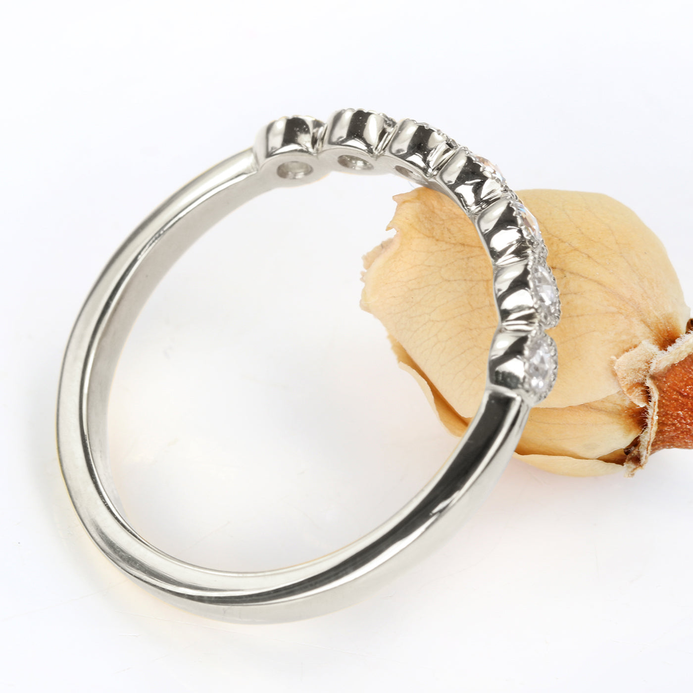 Platinum Rose Cut Diamond Wedding Ring