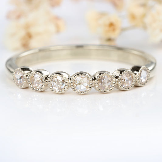 18ct White Gold Rose Cut Diamond Wedding Ring