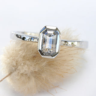 Custom Platinum Octagon Shape Diamond Solitaire Engagement Ring