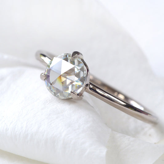 rose cut moissanite ring