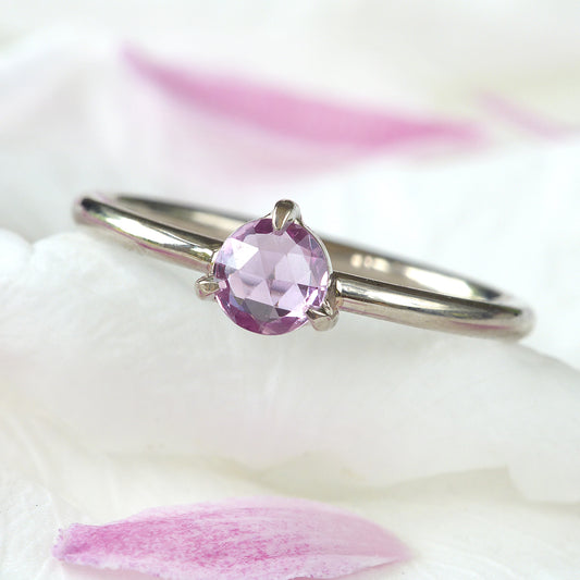 rose cut pink sapphire ring
