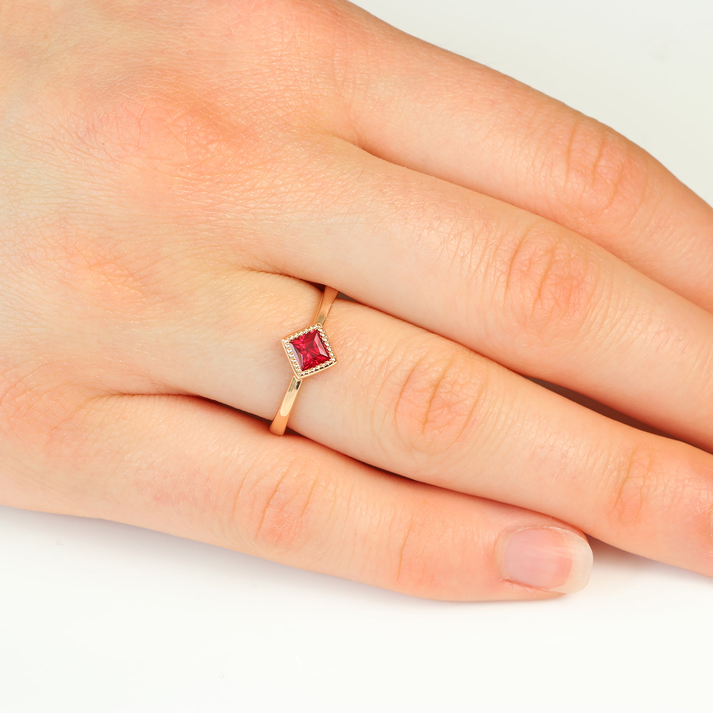 princess cut ruby ring
