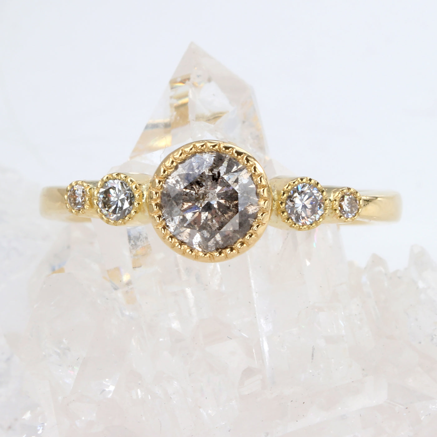 18ct Gold 5-Stone Salt & Pepper Diamond Engagement Ring