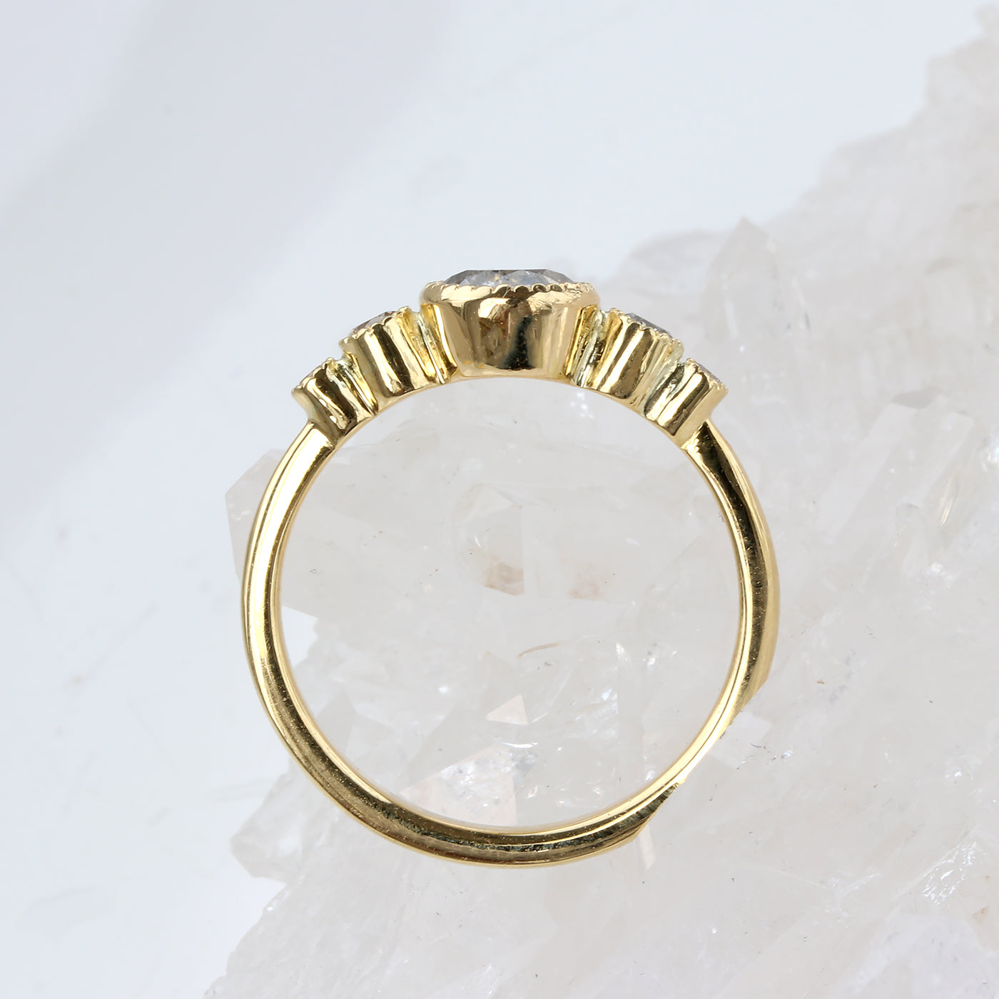 18ct Gold 5-Stone Salt & Pepper Diamond Engagement Ring