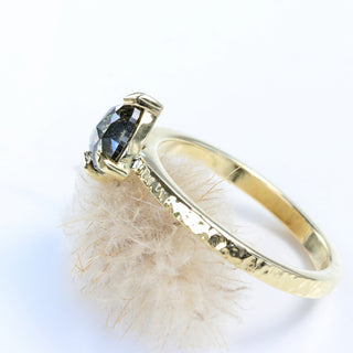 Custom 18ct Gold Salt and Pepper Diamond Solitaire Engagement Ring