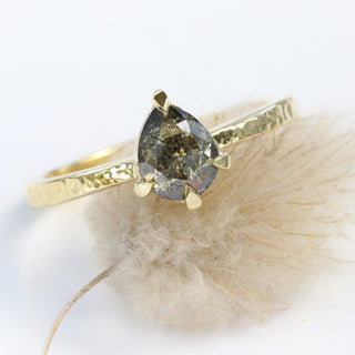 Custom 18ct Gold Salt and Pepper Diamond Solitaire Engagement Ring