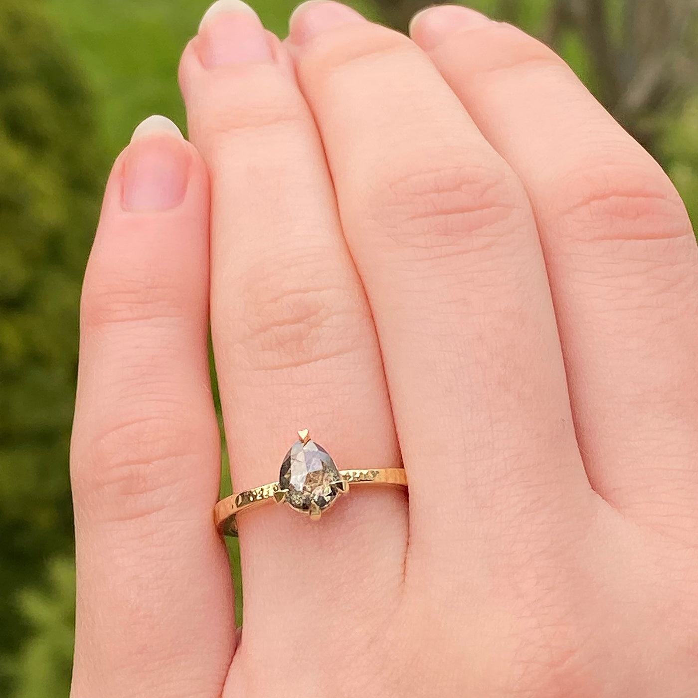 18ct Gold Salt and Pepper Diamond Solitaire Engagement Ring
