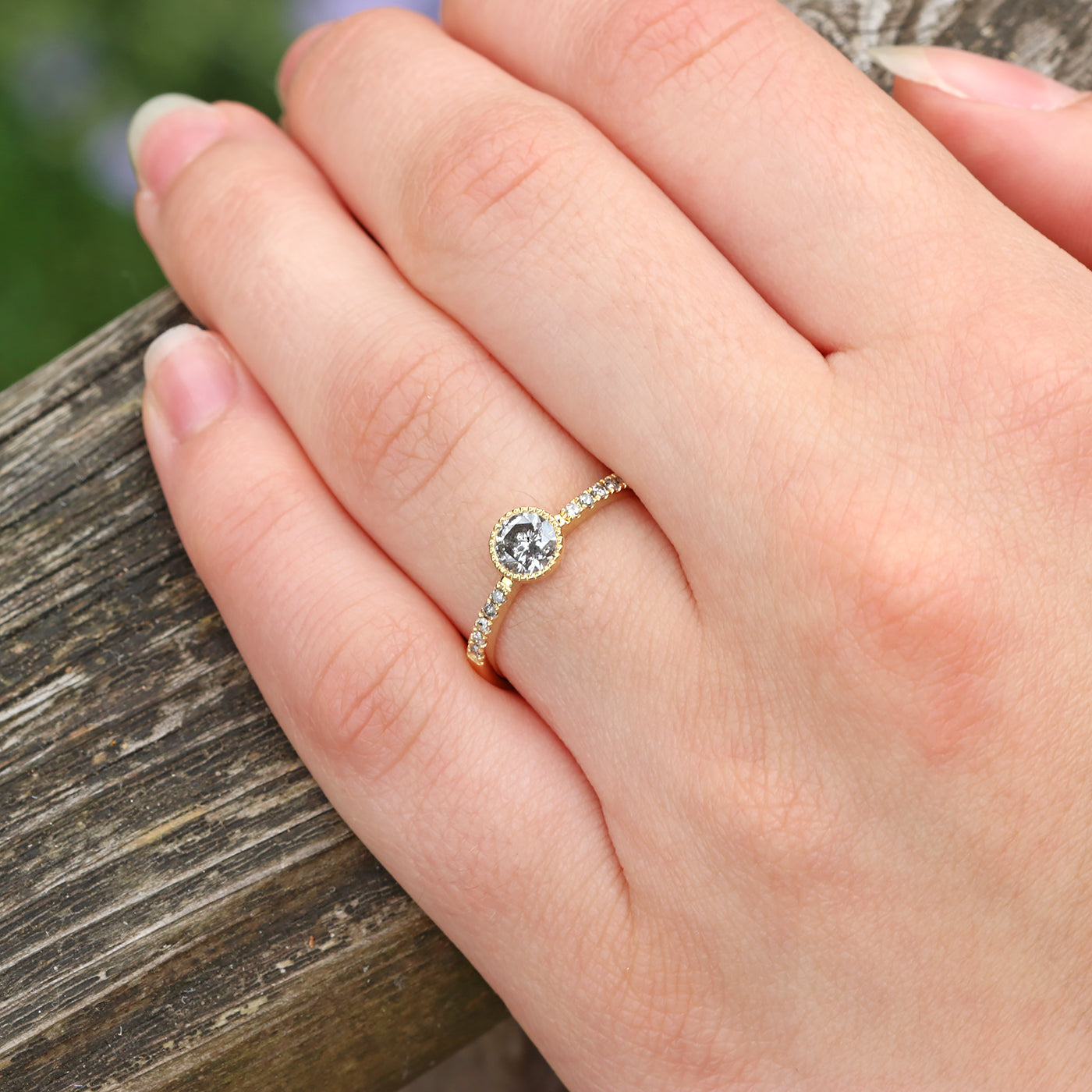 salt pepper diamond pave ring