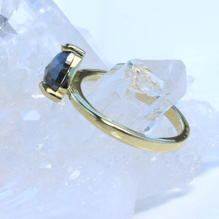 18ct Gold Salt & Pepper Pear Rose Cut Diamond Engagement Ring