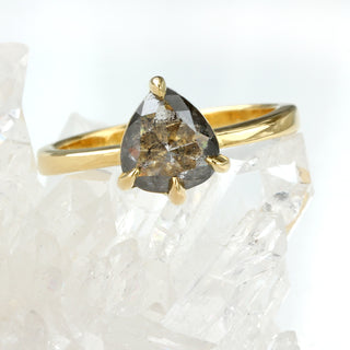 18ct Gold Salt & Pepper Pear Rose Cut Diamond Engagement Ring