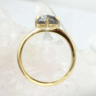 18ct Gold Salt & Pepper Pear Rose Cut Diamond Engagement Ring