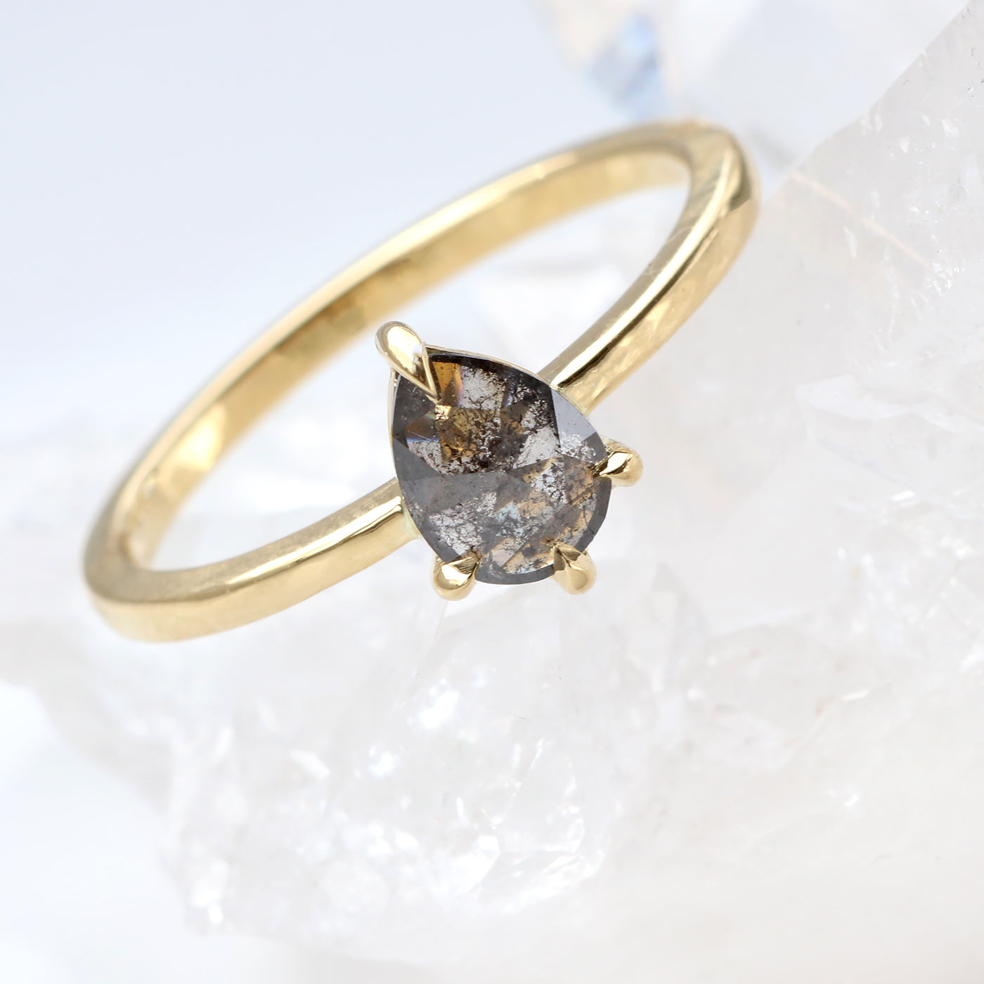 18ct Gold Salt & Pepper Diamond Engagement Ring - Lilia Nash Jewellery