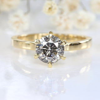 Custom 18ct Gold Salt and Pepper Diamond Solitaire Engagement Ring