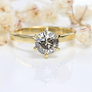 Custom 18ct Gold Salt and Pepper Diamond Solitaire Engagement Ring