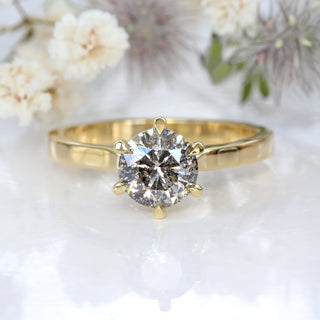 Custom 18ct Gold Salt and Pepper Diamond Solitaire Engagement Ring