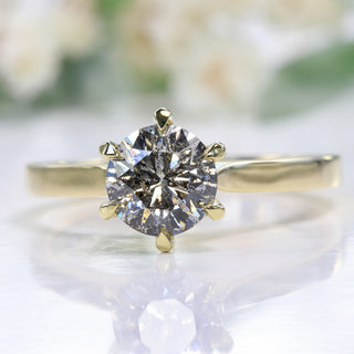 Custom 18ct Gold Salt and Pepper Diamond Solitaire Engagement Ring