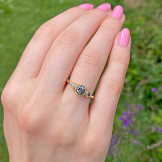 Custom Kerensa Handmade 18ct Gold Salt and Pepper Diamond Trilogy Engagement Ring