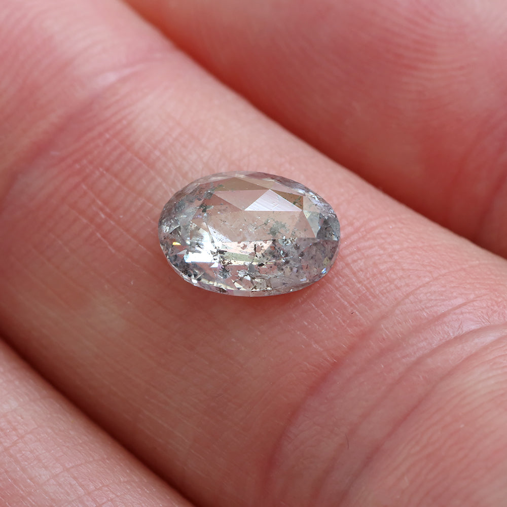 oval salt and pepper diamond, 1.42 carats