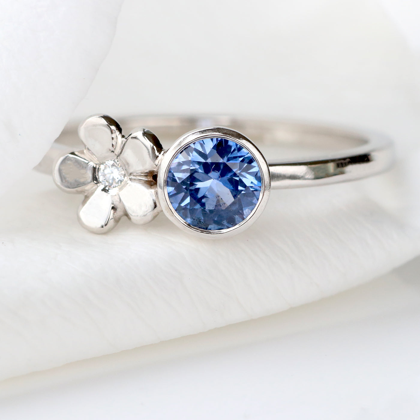 sapphire flower engagement ring