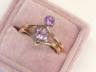 Morganite and sapphire stacking rings