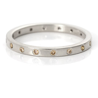 Slim Champagne Diamond Platinum Wedding Ring