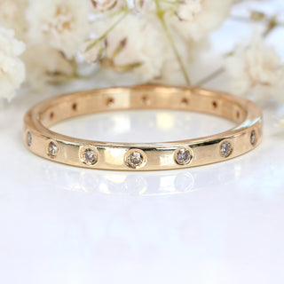 Slim Champagne Diamond 18ct Rose Gold Wedding Ring