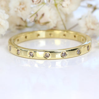 Custom 18ct Gold Slim Champagne Diamond Wedding Ring