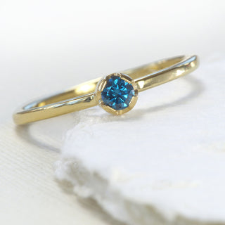 Custom 18ct Gold Blue Diamond Solitaire Ring