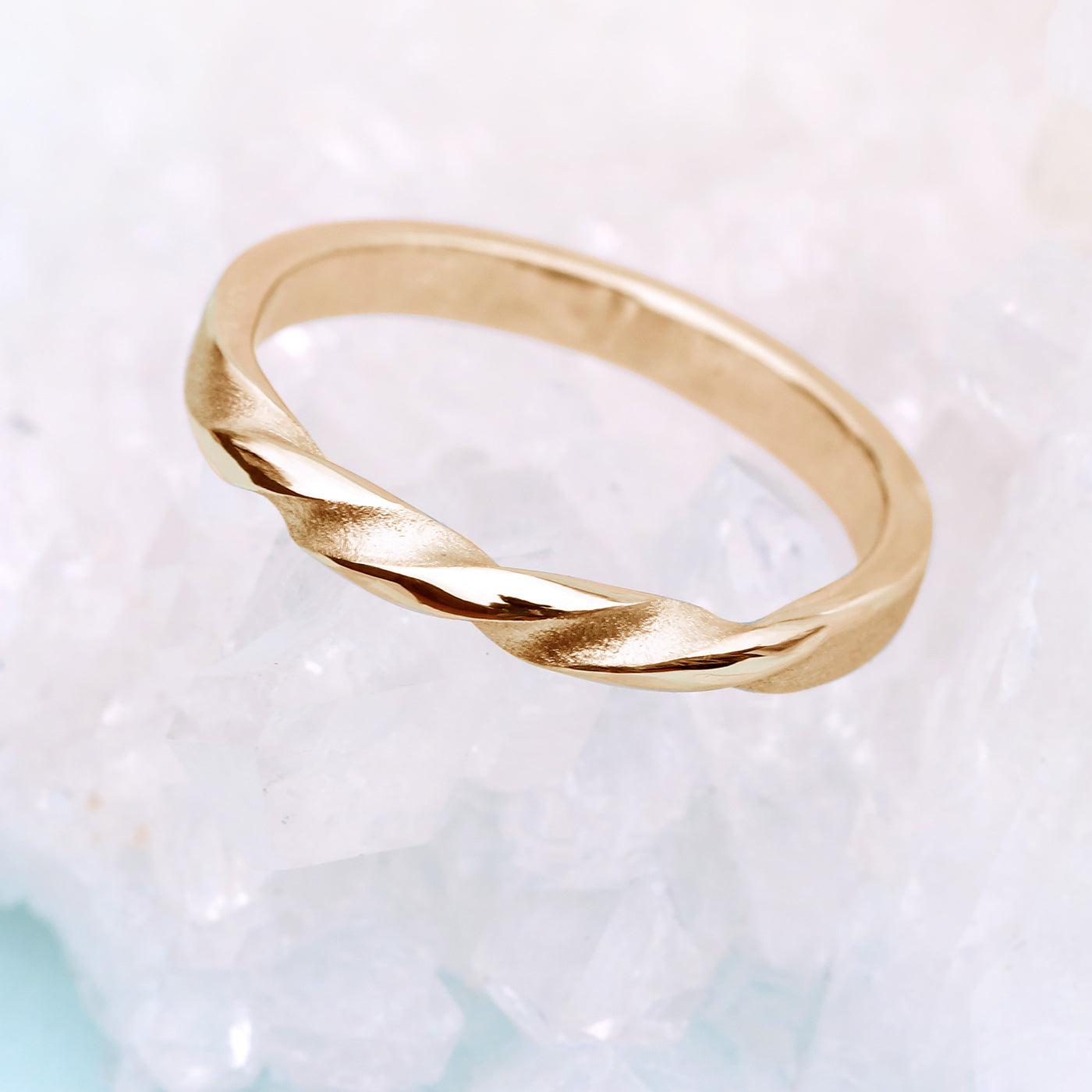 18ct Rose Gold Spun Silk Triple Twist Wedding Ring