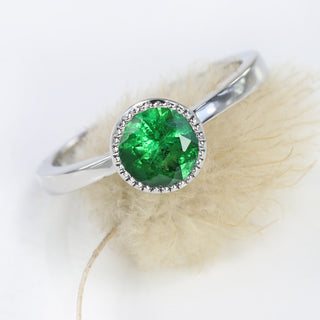 Platinum Tsavorite Solitaire Engagement Ring
