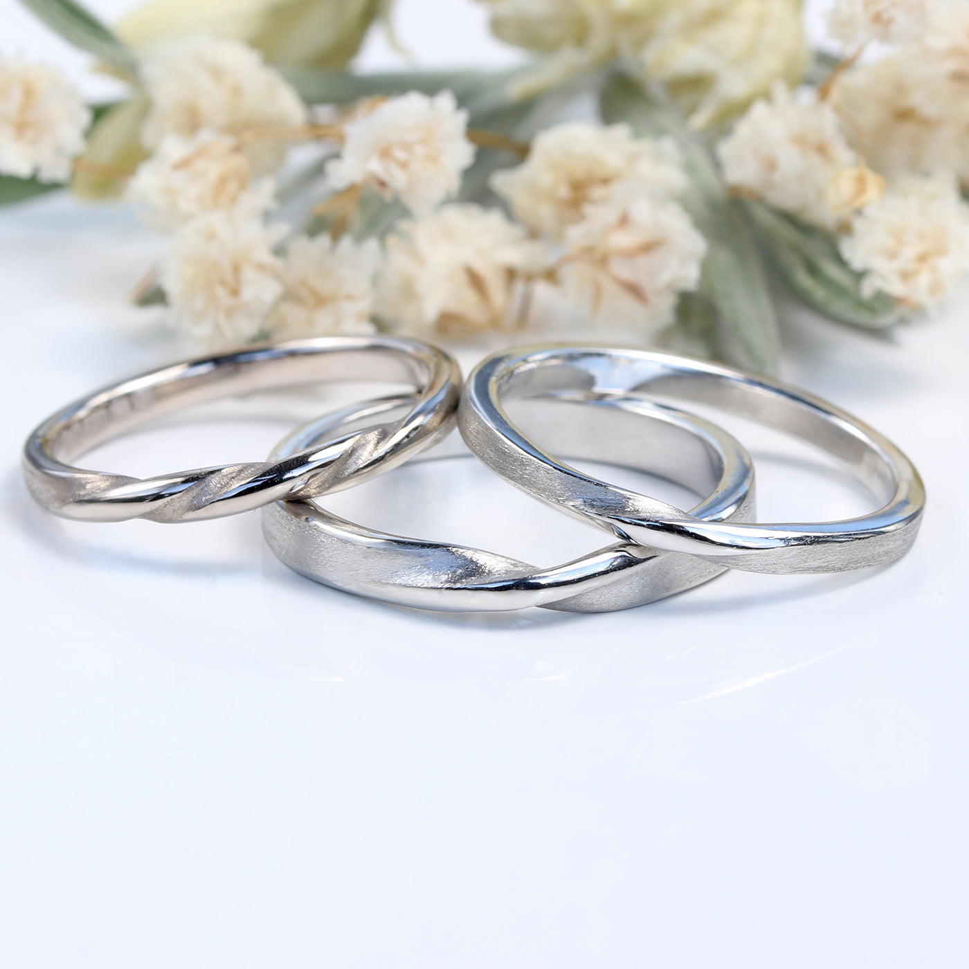 950 Platinum 3mm Spun Silk Ribbon Twist Wedding Ring (Size O 1/2, Resize G-P)