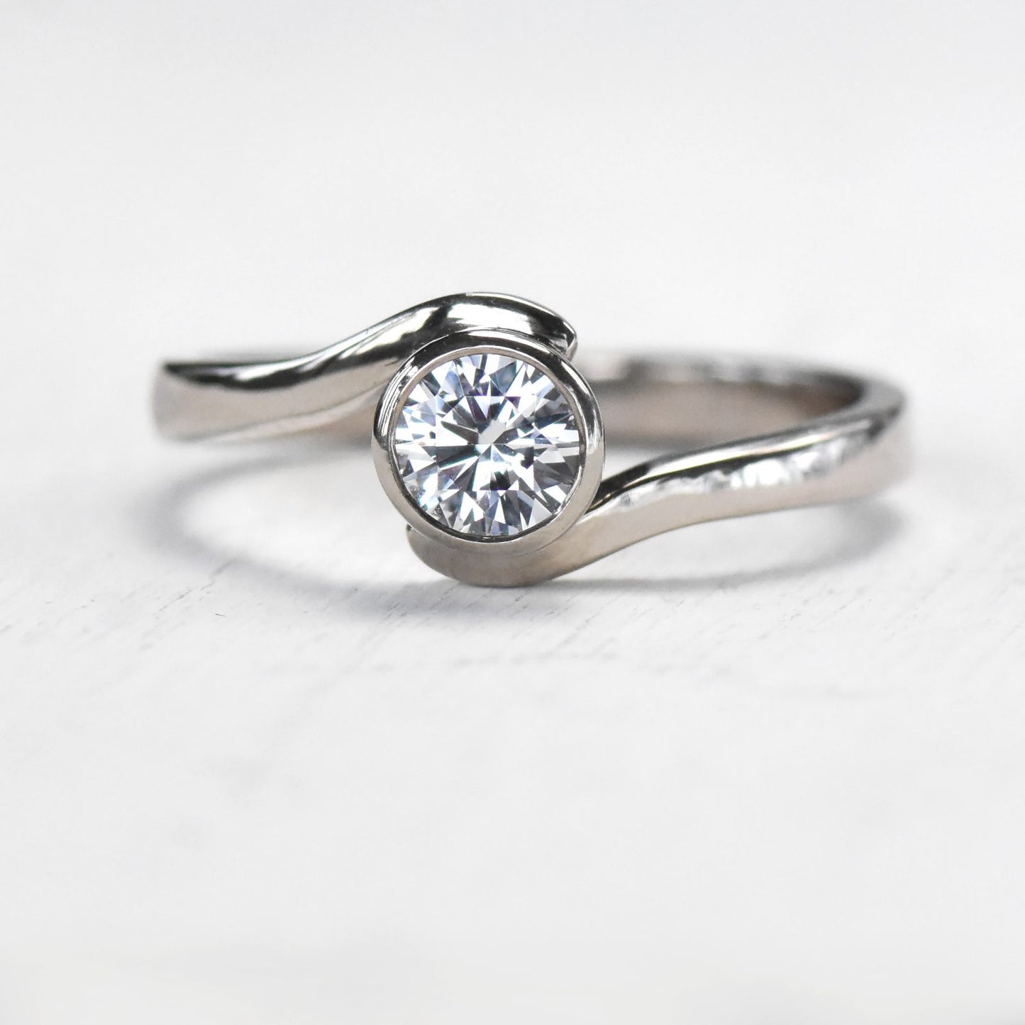white sapphire wave ring