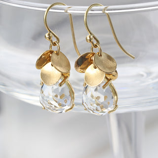 18ct Gold White Topaz Petal Earrings