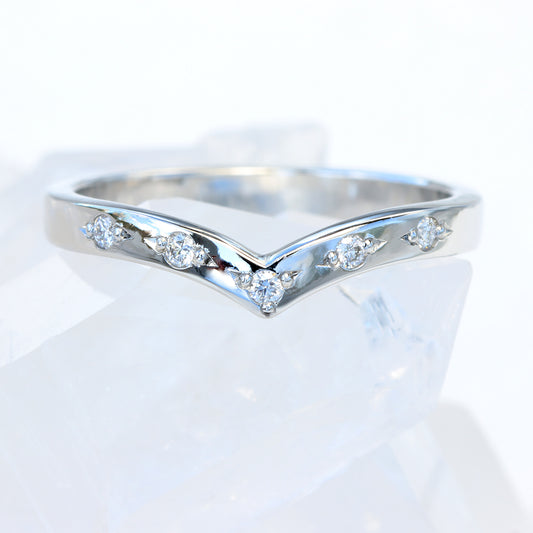 Platinum Bead Set 5 Diamond Wishbone Eternity Ring