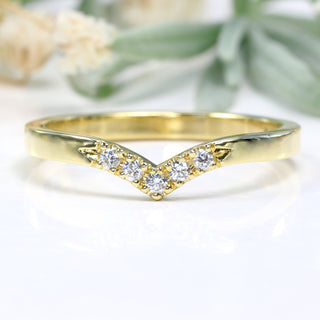 18ct Gold Pavé Diamond Wishbone Wedding Ring